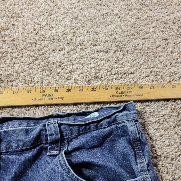 Wrangler Denim Shorts Mens 48 Carpenter Workwear Relaxed Dark Wash Distressed - Picture 4 of 8